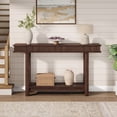 thumbnail image 2 of Farmhouse Fluted Wooden Dining Table – 2-Tier Rectangular Console – Space-Saving Entryway Table with Shelf – Ideal for Living Room, Hallway, or Behind Sofa, 2 of 8