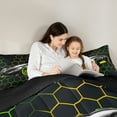 thumbnail image 5 of Manfei Racing Car 7pcs Bedding Comforter Set,Modern Geometric Hockeycomb Queen Bedding Sets,Green Black Queen Sheet Sets For Boys Kids,Ultra Soft Home Decor Reversible, 5 of 9