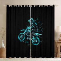 jejeloiu Speed Game Curtains Pack of 2 (42x84 Each),Cyan Motor Biker Curtains Blackout For Men Women