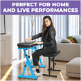 thumbnail image 4 of Liquid Stands Portable Heavy Duty Digital Piano Keyboard Stand & Bench Set - Adjustable Keyboard Music Stand & Seat for 54-88 Key Electric Pianos (Light Blue), 4 of 6