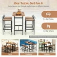 thumbnail image 2 of Spaco 5 Piece Acacia Wood Bar Table Set Bar Height Table and Chairs with Metal Frame and Footrest, Furniture Conversation Sets, Coffee Table for Garden, Poolside, Backyard, 2 of 7