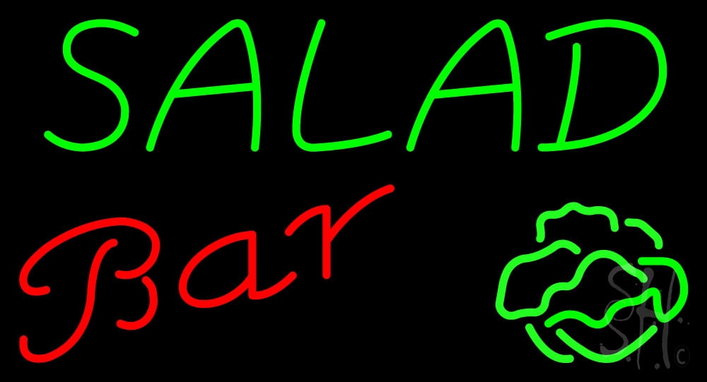 Salad Bar LED Neon Sign 13 x 24 - inches, Clear Edge Cut Acrylic ...