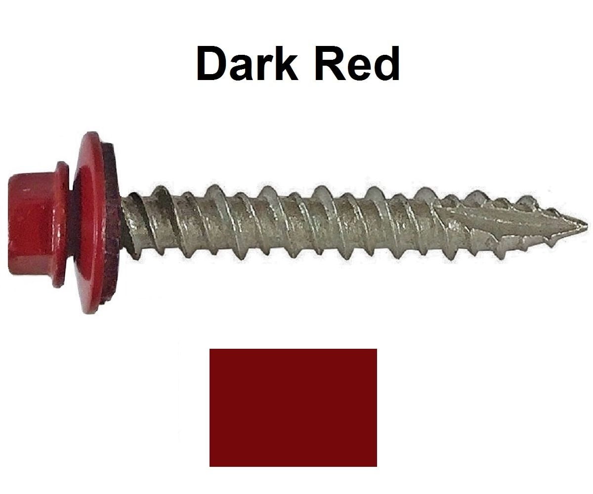 Rustic Red 250pcs #10x14x2 inch Metal Roofing/Siding Screws W/EDPM Washer 