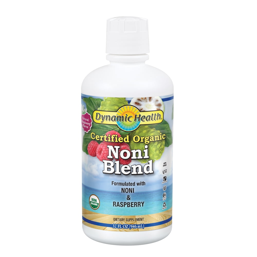 Dynamic Health Organic Noni (Morinda citrifolia) Blend W/ Raspberry | For Increased Energy & Body Health | No Additives, Vegetarian | 32oz