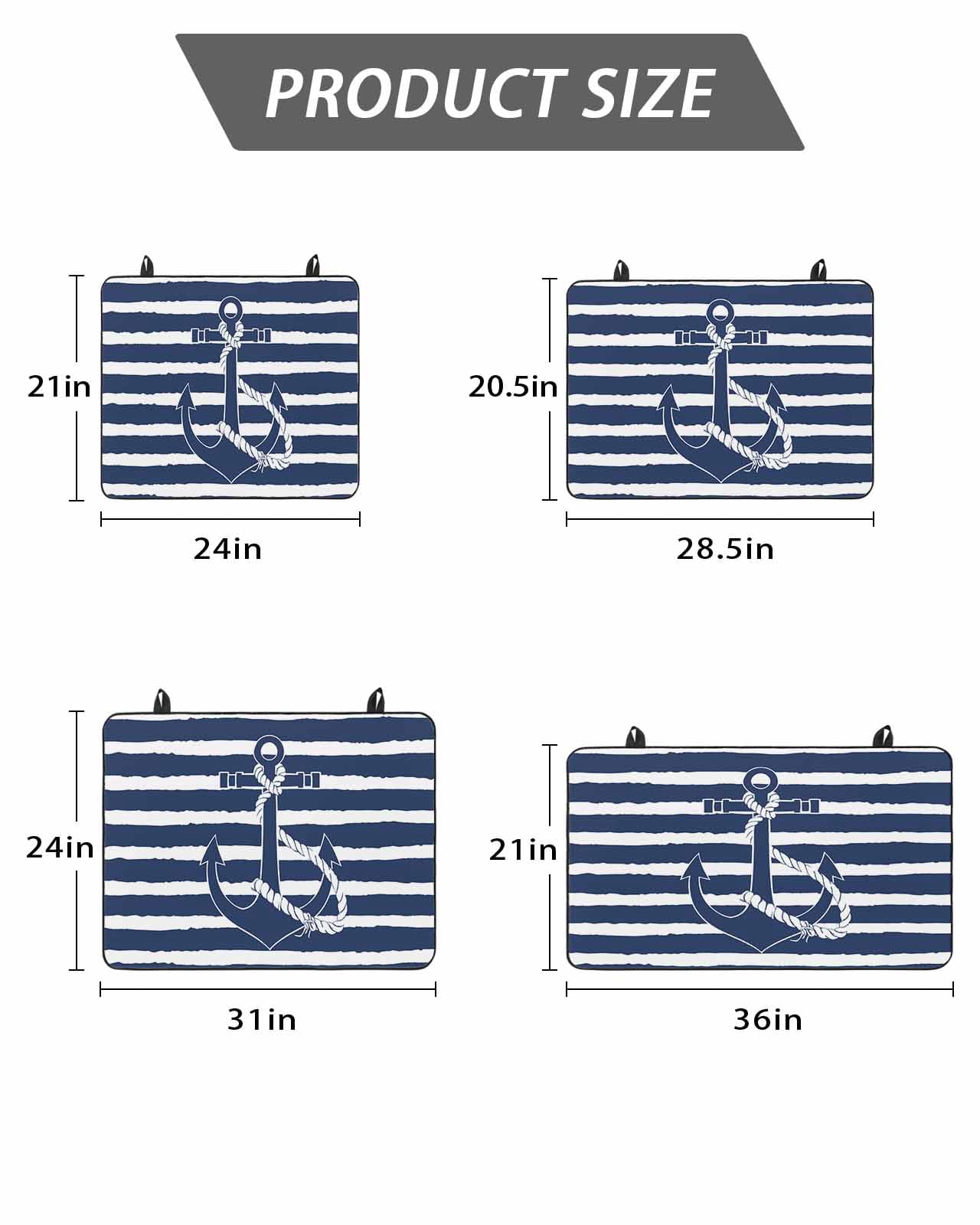 Stove Top Covers for Electric Stove, Navy Blue Anchor Nautical Glass Stovetop Cover Protector, Navy Blue Striped Farmhouse Induction Cooktop Protector Oven Mat for Kitchen Countertop 24"x21"