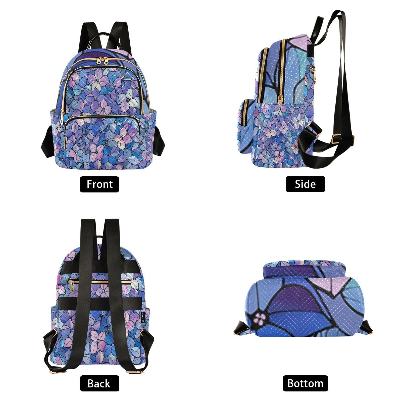 Blue Floral Flowers Travel Laptop Backpack Casual Daypack Blue Floral Flowers Travel Laptop Backpack Casual Daypack