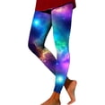 thumbnail image 3 of lcziwo Womens Galaxy Printed Yoga Leggings Tummy Control Fitness Tight Colorful High Waisted Workout Pants Blue S, 3 of 6