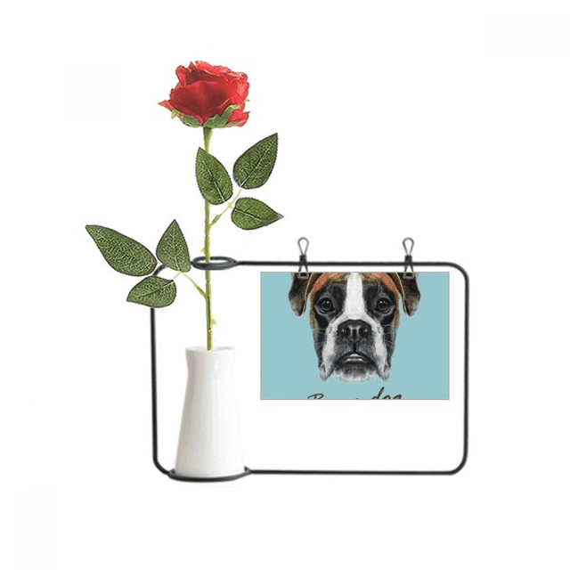 Lop-eard Boxer Dog Pet Animal Artificial Rose Flower Hanging Vases Decoration Bottle