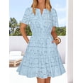 thumbnail image 5 of Merokeety Womens Summer Dresses Eyelet Floral Ruffle A Line Mini Beach Vacation Dress Blue m, 5 of 6