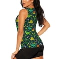 thumbnail image 3 of Gaeub Dinosaurs and Tropical Leaves and Flowers Women's Workout Tank Tops Lightweight Sleeveless Shirts for Women for Athletic Running Tennis Yoga - Small, 3 of 9
