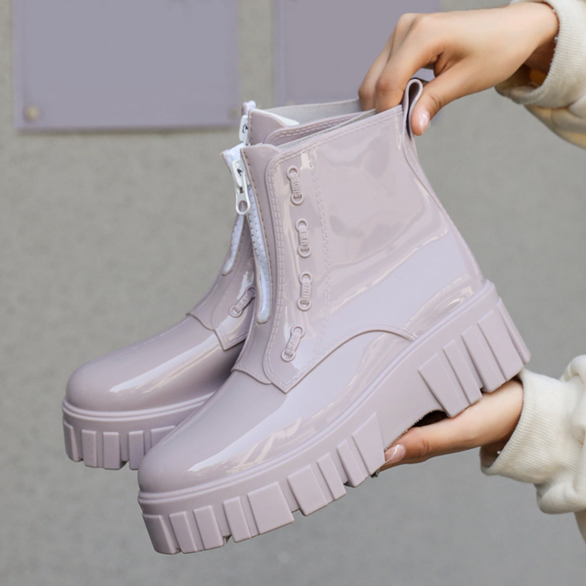 AUXDIQ Rain Shoes Women Mid-calf Boots Waterproof Rain Boots Outdoor Garden Shoes