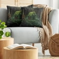 thumbnail image 5 of Ambesonne Green Throw Pillow Cover 2 Pack, Surreal Forest House, 20", Hunter Green Army Green, 5 of 7