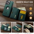 thumbnail image 4 of Decase 2 in 1 Magnetic Detachable Wallet Case Compatible with iPhone 16 Pro Max, Premium Leather RFID Blocking Flip Wallet Card Holder Shockproof Phone Case Supporting Wireless Charging,Green, 4 of 11