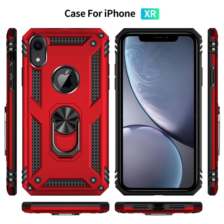 ULAK iPhone XR Case, Red, Heavy Duty Shockproof Kickstand Cover