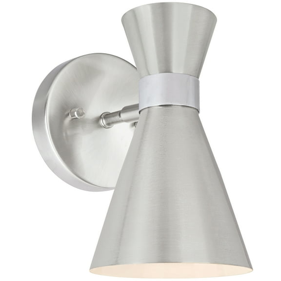 Aspen Creative 62502-11, One-Light Metal Bathroom Vanity Wall Light Fixture, 5" Wide, Transitional Design in Satin Nickel & Chrome