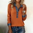 thumbnail image 2 of Vivianyo HD Women's Denim Trim Collared Henley Sweater, Long Sleeve Pullover for Women, Fall Top for Casual Work and Daily Wear, Sizes S-3XL, 2 of 5