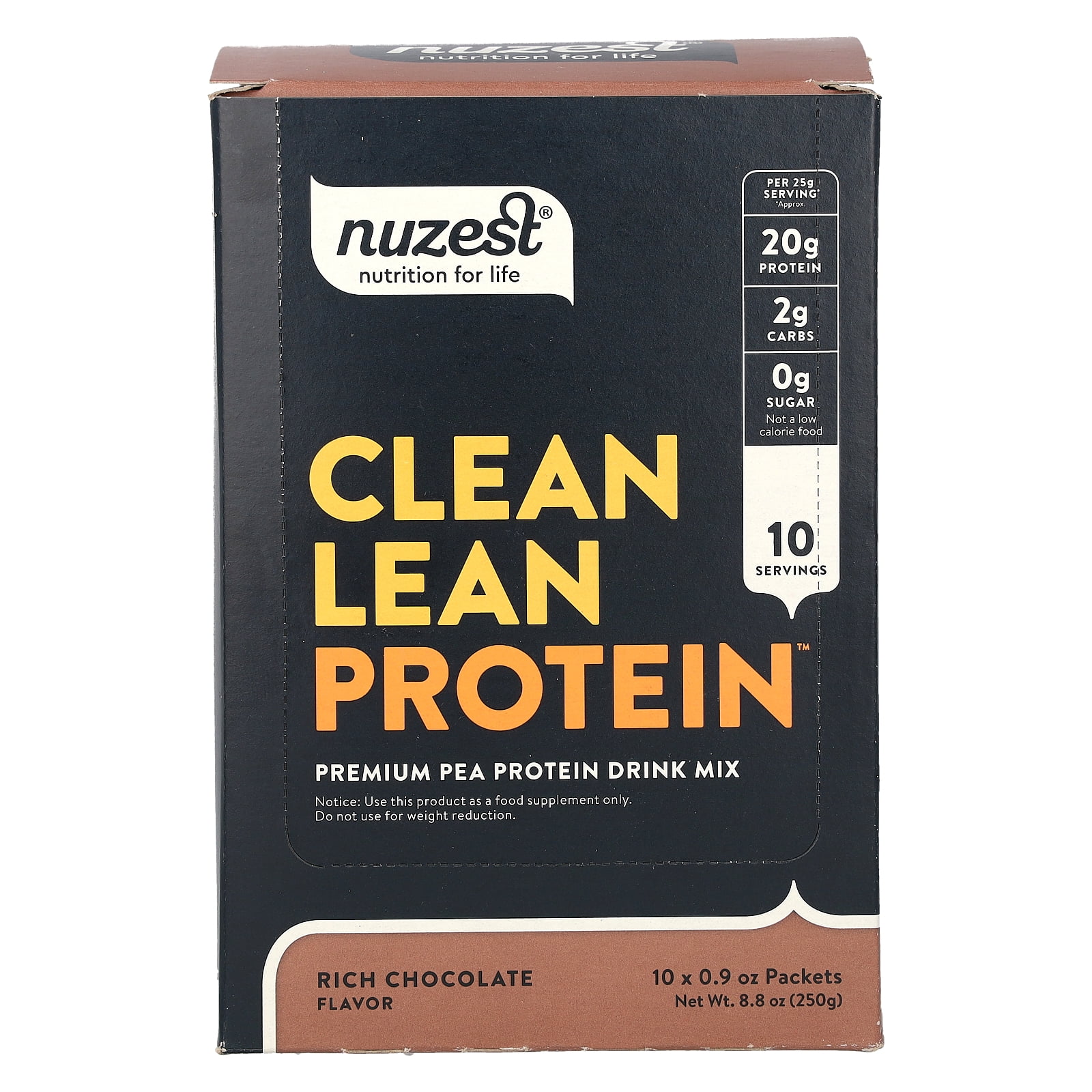 Nuzest Clean Lean Protein, Rich Chocolate, 10 Packets, 0.9 oz (25 g) Each