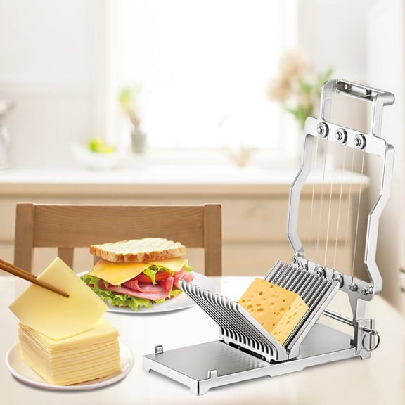 Heavy-Duty Cheese Slicer with Replaceable Wires (1cm/2cm), 304 Stainless Steel Cutting Blade, Aluminum Alloy for Home & Commercial Use