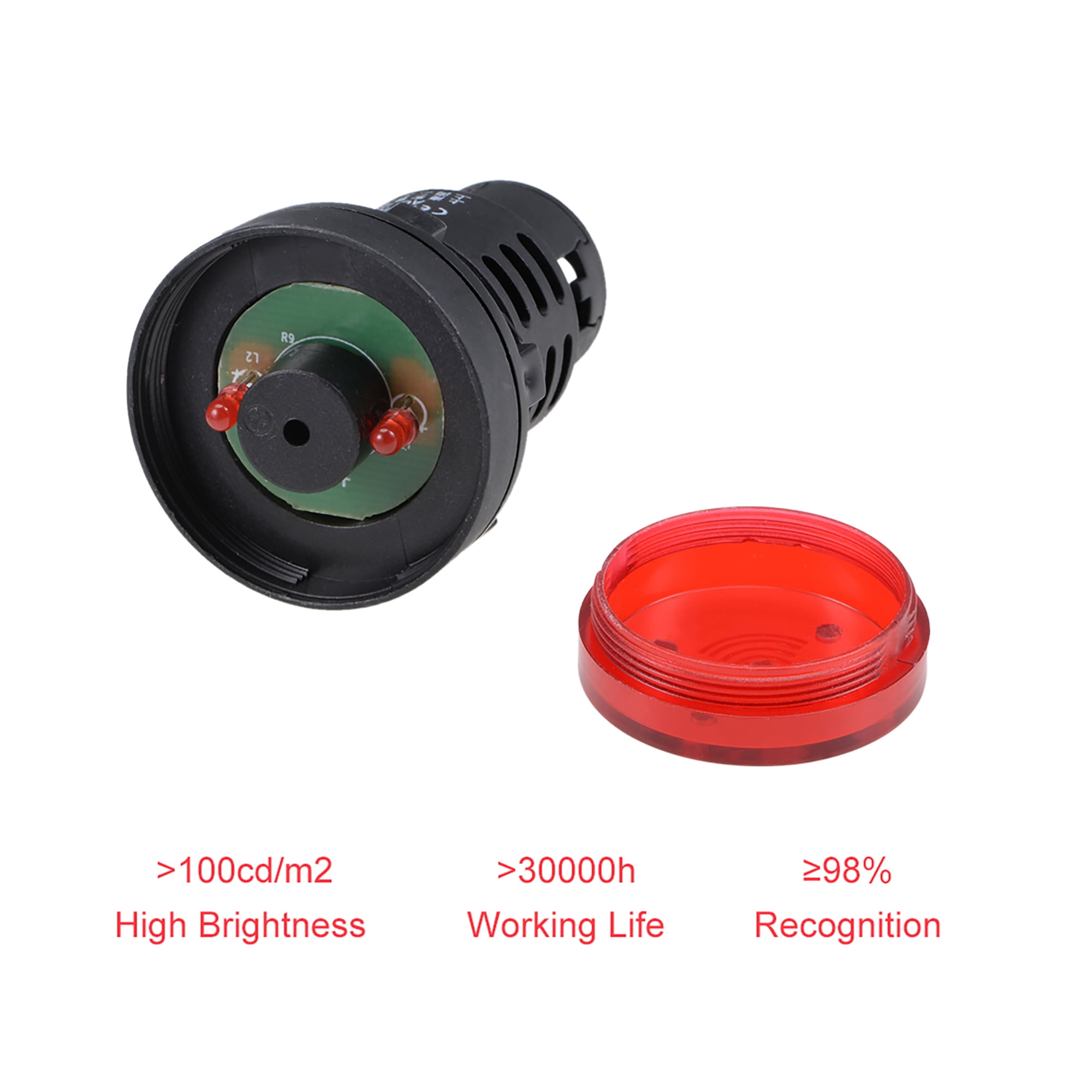 Uxcell 28mm AC 380V with Buzzer Flashing Alarm Dashboard LED
