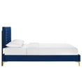 thumbnail image 3 of Platform Bed Frame, Tufted, Full, Blue Navy, Velvet, Mid Century Bedroom, Modern Contemporary Boutique HB35594, 3 of 8