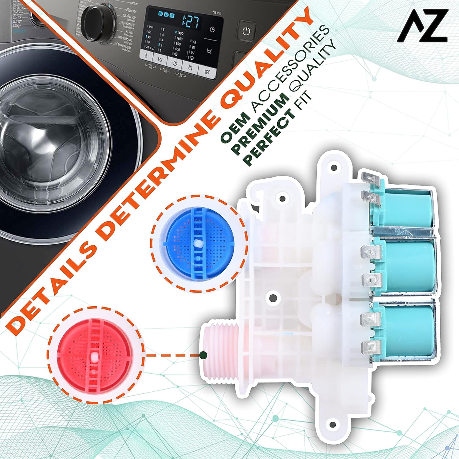 Water Inlet Valve Replacement for Whirlpool WTW7040DW0 WTW7040DW1 MVW6230HW2 WTW8000DW4