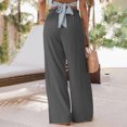 thumbnail image 3 of Pantalones con bolsillos Pantalones casuales con cintura elástica Línea H Traje de vacaciones holgado, 3 of 7