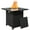 Black, variant on CozyHome 30" Outdoor Propane Fire Pit Table, 50,000 BTU Square Gas Fire Pit with Glass Shield and Removable Lid for Patio & Backyard