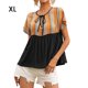 thumbnail image 1 of Camiseta de mujer Étnico Manga corta Hueco con cordones Verano Casual Top, Negro, XL Inevent AP001227-04, 1 of 7