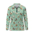 thumbnail image 2 of Uorisanigo Horse Flower Women's Long Sleeve Golf Shirt Dry-Fit Comfortable Athletic Polo Workout Tops Fashionable Zip Up Collar Tennis Tops Size XS, 2 of 7
