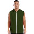 thumbnail image 2 of Raenseen Mens Fashion Sleeveless Athletic Hoodies Sport Sweatshirt Solid Color Pullover Gym Tank Top Army Green XXL, 2 of 8