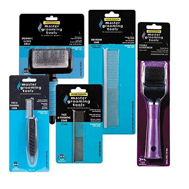 Professional Pet Grooming Tool Kit 5pc Brush and Comb Groomer Supplies Set