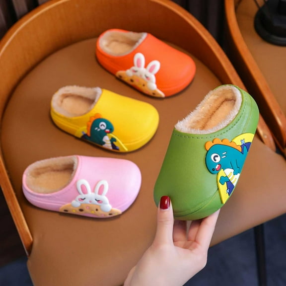 Toddler Slippers Kid Dinosaur Rabbit Slippers Indoor Warm Design Watertightness Cute Toddler House Slippers Pink 2.5 Years-3.5 Years