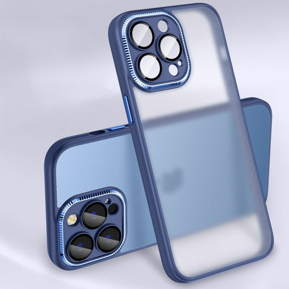 ELEHOLD Frosted Translucent Matte Case Compatible with iPhone 14 Pro Case 6.1 inch,Hard PC with Shockproof Frosted with Silicone Slim Protective Anti-Scratch Phone Case,Navyblue