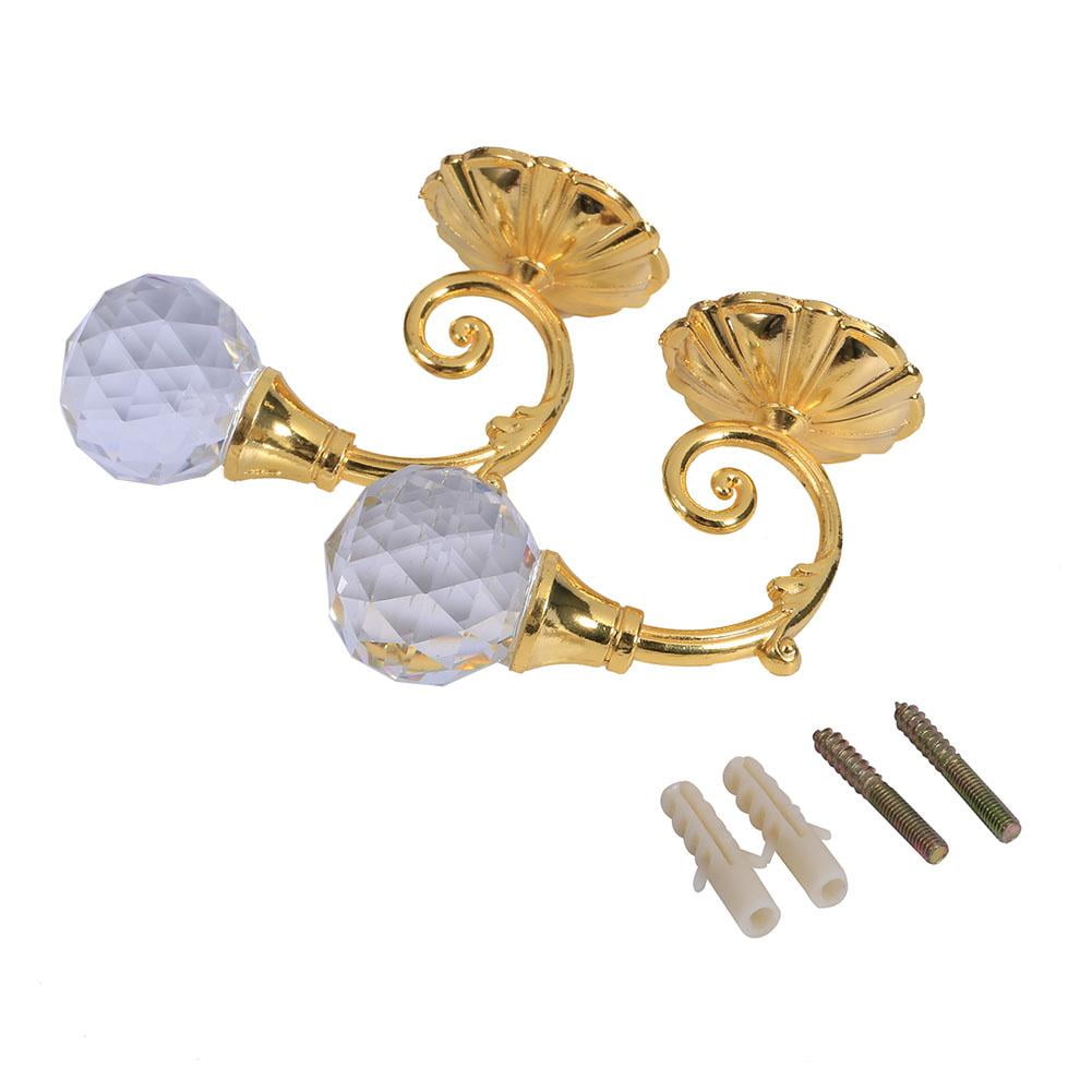 WALFRONT 2x Metal Crystal Glass Curtain Holdback Wall Window Drapery Tieback Hooks Hanger Holder 4Colors, Metal Crystal Curtain Holdback, Crystal Curtain Tiebacks
