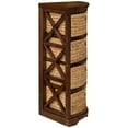 thumbnail image 4 of eHemco Hampton Meadows 4 Tier X-Side Corner Storage Cabinet with 4 Wicker Baskets, Walnut, 4 of 8