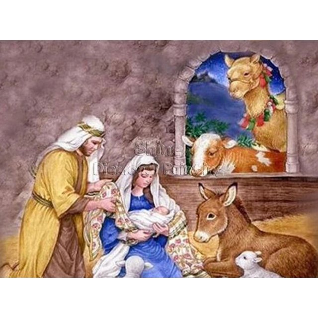 Pintura de diamantes 5D DIY, bordado religioso de Jesús, arte de Navidad, conjunto de mosaico redondo y cuadrado completo, punto de cruz, decoración del hogar, regalo