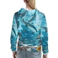 thumbnail image 7 of Uemuo Underwater Dolphin Scene Pattern Women's Hoodie with Eye-catching Drawstrings- Casual Pullover Hoodie with Kangaroo Pocket, Stylish Hooded Sweatshirt-X-Large, 7 of 7
