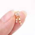 thumbnail image 3 of Golden Sparkle Flower Dangle Gem Drop L-Shaped Nose Ring, 3 of 4