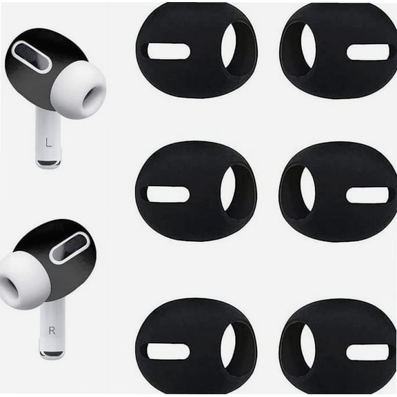 Fit in Case Air Pods Pro 2 Eartips Covers Anti-Slip Earuds Cover Silicone Compatible with AirPods Pro 2【 Fit in The Charging Case 】 3 Pairs Black pro2b