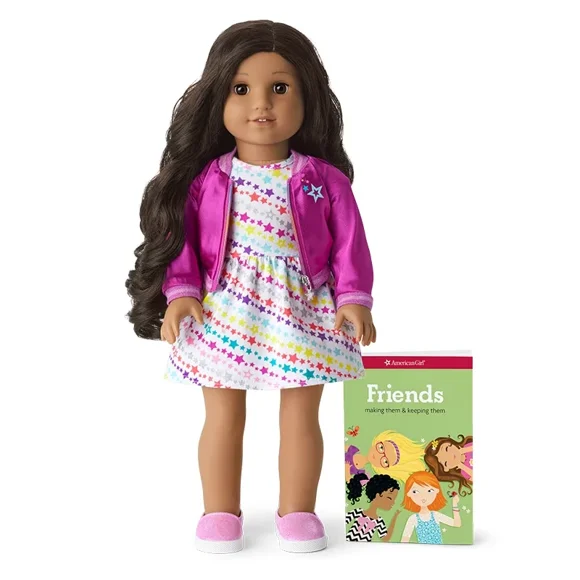 American Girl Doll 82 Truly Me & BOOK Medium skin,curly hair Brown Eyes NEW