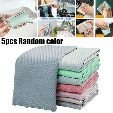 Gerich 5 Pcs Fish Scale Microfiber Polishing Cleaning Cloth,Special Fish Scale Wipes Rag Housework Cleaning Cloth for Glass Cleaning