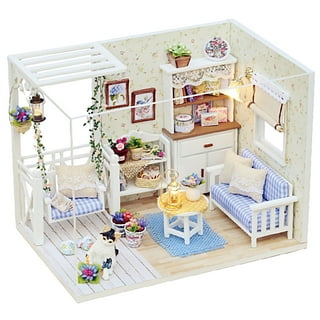 JTWEEN DIY Miniature House Kit,Tiny House kit with Furniture