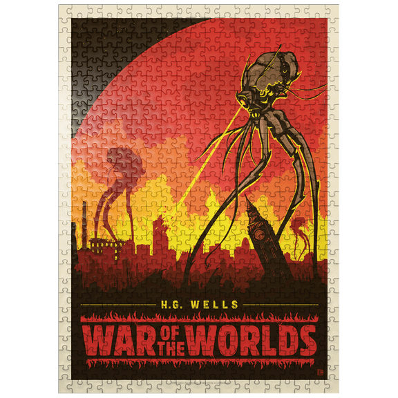 MyPuzzle - War Of The Worlds: H.G. Wells, Vintage Poster - Premium 500 Piece Jigsaw Puzzle for Adults