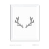 Deer Antlers Geometric Animal Origami Wall Art Black White Minimalist Print