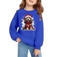thumbnail image 3 of Girls Sweatshirt Childrens Christmas Tree Graphic Pocket Crew Neck Pullover Hoodless Top Blue 3-4 Years, 3 of 4