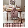 thumbnail image 3 of ERUNPONLY Farm Red Table Runner - 72 Inch Long Brown Western Texas Star Red Plaid Country Cotton and Linen Blended Dress Scarves Farmhouse Table Runner for Kitchen Dining, Coffee Table, 16"x72", 3 of 8