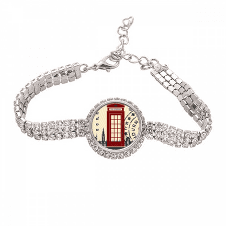 london teleph booth stamp uk country city Tennis Chain Anklet Bracelet Diamond Jewelry