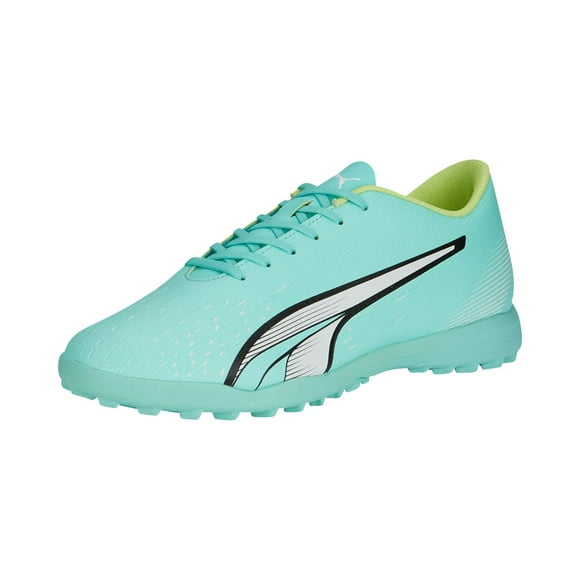 PUMA Men's Ultra Play Turf Training Sneaker, Electric Peppermint White-Fast Yellow, 10