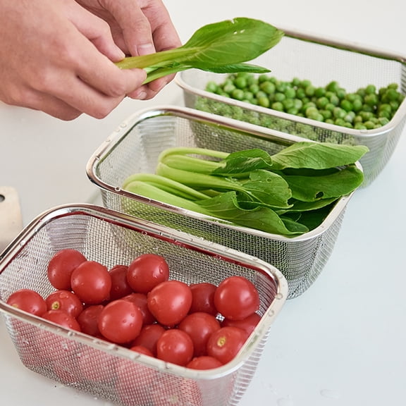 EXHUMKY Stainless Steel Multipurpose Kitchen Basket for Fruits, Vegetables, Storage Organizer, Finish, 1 Piece