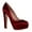 Red, variant on Women Block Heels Satin Evening Pumps Round Toe Thick Platform Shoes for Events Weddings Size 9 White